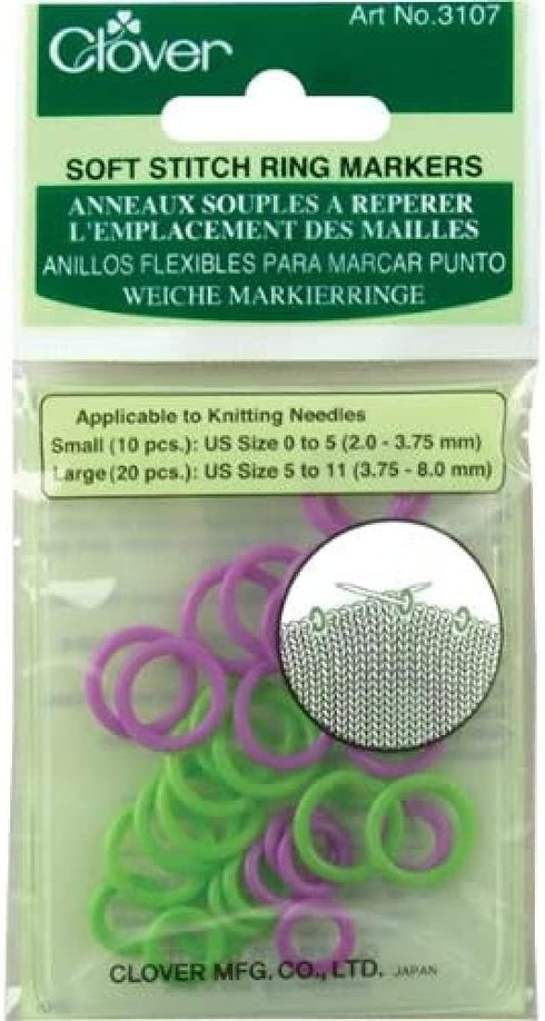 Clover Soft Stitch Ring Markers, Multicoloured, 5" Height, 2.6" Length, 0.2" Width...