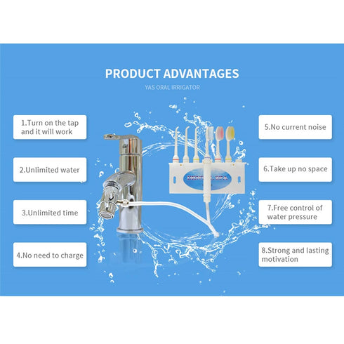 Water Flosser for Family Use 3 Jet Tips & 3 Toothbrush for Faucet & Shower, Oral Irrigator Non-Electric Safety , Dental Oral Care Tooth Cleaning...