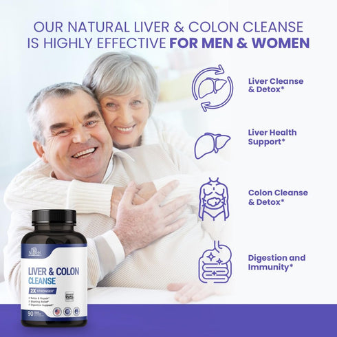Liver Detox & Colon Cleanse - 2X Stronger Cleanse - Liver Cleanse Detox & Repair - Colon Cleanser & Detox - Premium Liver Support Supplement - Men...
