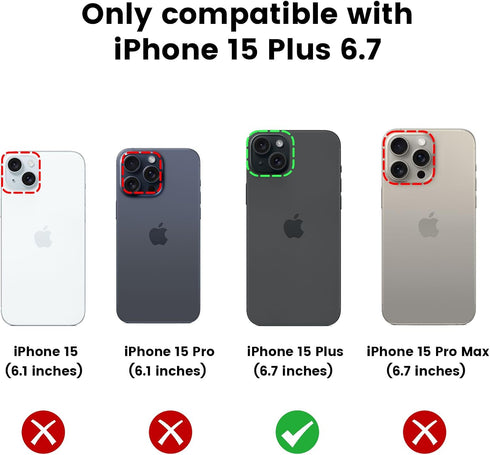 VEGO for iPhone 15 Plus Case, iPhone 15 Plus Kickstand Case with Slide Camera Cover Built-in 360° Rotate Ring Stand Magnetic Shockproof Phone Cove...