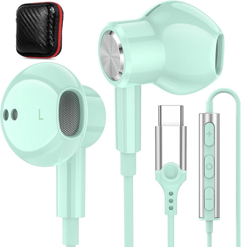 USB C Headphones for iPad 10 Pro Air (M4),iPhone 15 Pro Max Samsung S24 Ultra S23 FE S22,Magnetic Wired Earbuds Stereo USB Type C Earphones with M...