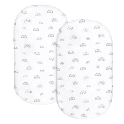 Bassinet Sheet Set 2 Pack Fitted Bassinet Sheets for Baby Boy Girl, Universal Microfiber Soft Cradle Sheets for Oval Rectangle and Hourglass Bassi...