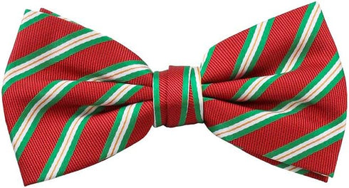 Jacob Alexander Men's Red with Diagonal Green White Stripes Pre-Tied Clip-On Bow Tie...