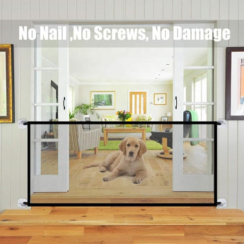 Foldable Mesh Dog Gate Indoor No Drill Pet Gates Portable Puppy Guard Isolation Fence Pet Screen Door for Doorways, Stairs, Hallways 71" x 31.5" 4...