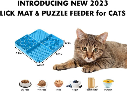 2-1 Slow Feeder Cat Bowl and Cat Lick Mat - Heavy Duty 2024 Cat Slow Feeder Bowl & Cat Licking Mat - Premium Slow Feeder for Cats and Kittens for ...