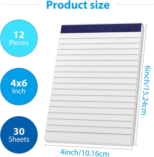 12 Pack Note Pads 4x6 Inch Small Lined Writing Memo Pads Refills Easy Tear no Rip Writing Pads with 30 Sheets Each Pad Narrow Ruled Mini Pocket No...