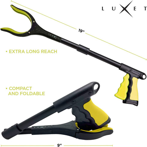 Grabber Reacher Tool 19 Inch Long, Foldable Pick Up Stick - Strong Grip Magnetic Tip - Heavy Duty Trash Picker Claw Reacher Grabber Tool Elderly W...
