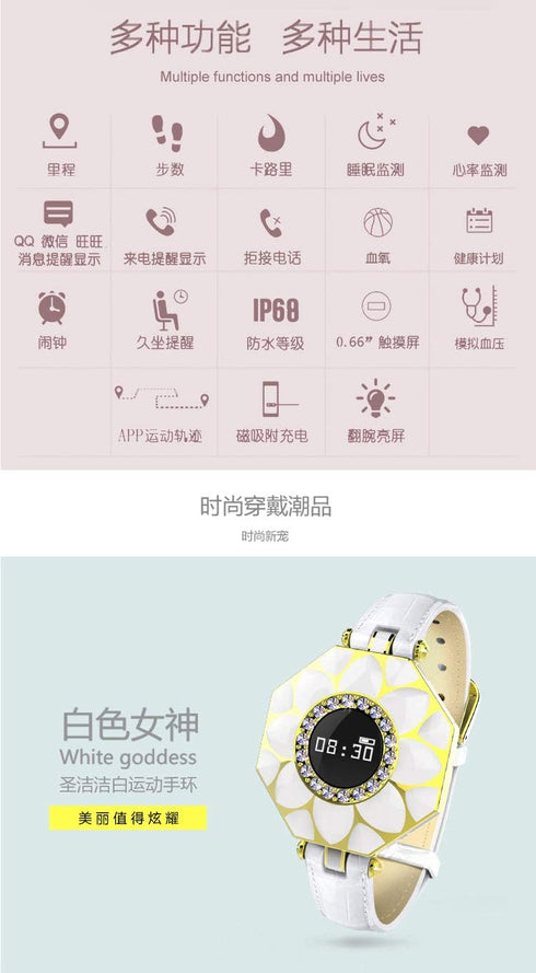 N2 Waterproof fitness Smartwatch for women, ,Fitness Tracker Watch with Heart Rate Monitor Step Sleep Tracker Jewelry Watch(Black)...