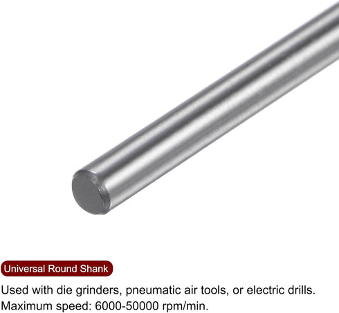 10pcs Carbide Rotary Burrs 1/8" (3mm) Shank 1/4" (6mm) Head Double Cut Ball D Shape Die Grinder Bits Rasp Files for Metal Wood Plastic Polishing E...