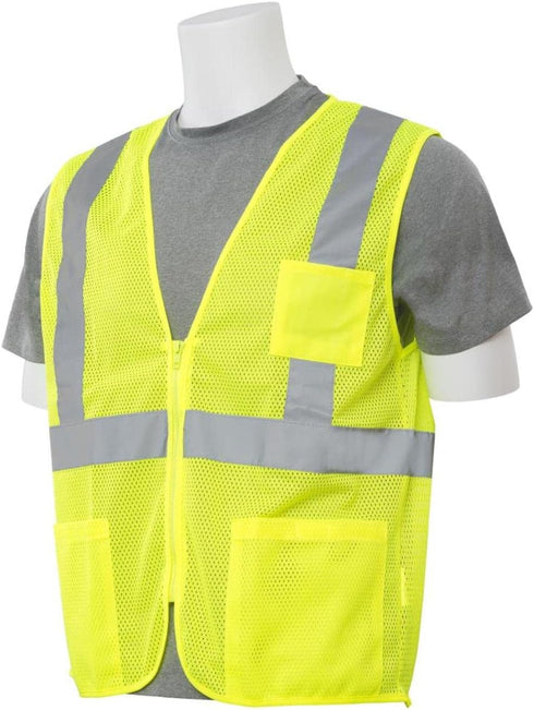ERB Delta Plus S363P Class 2 Zipper Mesh Vest with Pockets - Hi Viz Lime / 5XL (WEL61653HL5X)...