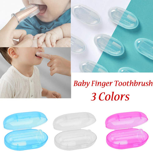 AKOAK 1 Pack Useful Baby Finger Toothbrush Soft Silicone Baby Training Toothbrush with Storage Box, Baby Teeth Cleaning Massage Oral Care (White)...