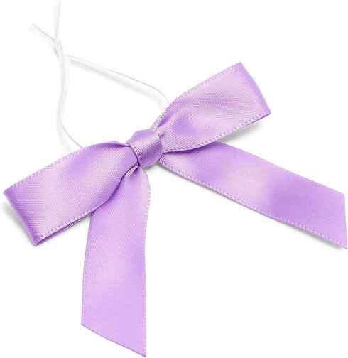 Bright Creations 100 Pack Purple Twist Tie Bows for Treat Bags, 3" Small Satin Ribbons for Craft Decoration, Gift Wrap, Themed Party Favors, Baked...