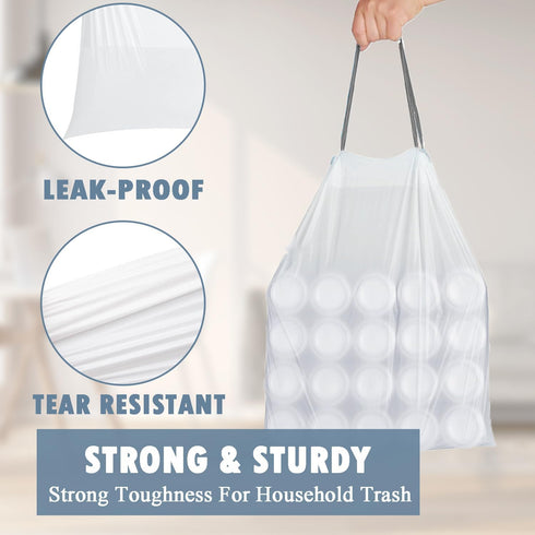 Small Trash Bags 4 Gallon - 57 Count Drawstring 4 Gallon Trash Bag, Pre-separated Small Garbage Bags Bathroom Trash Bags, Unscented White 4 Gal Sm...