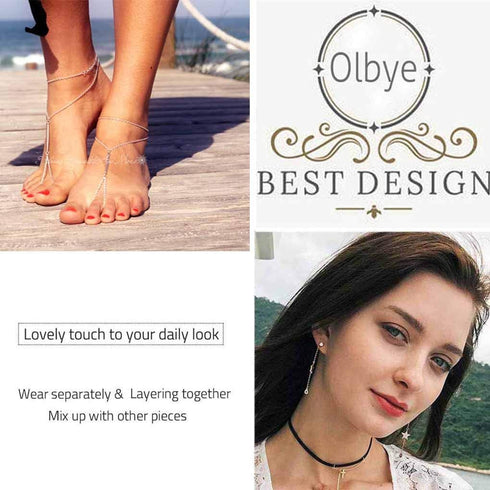 Olbye Bar Ring Toe Anklet Bracelet Silver Barefoot Sandals Simple Ankle Bracelet Foot Chain Jewelry for Women 1Pcs...