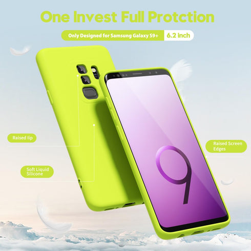 oakxco for Samsung Galaxy S9 Plus Phone Case Liquid Silicone, Fluorescent Bright Solid Color, Cute Thin Slim Soft Rubber TPU Plain Smooth Gel Matt...