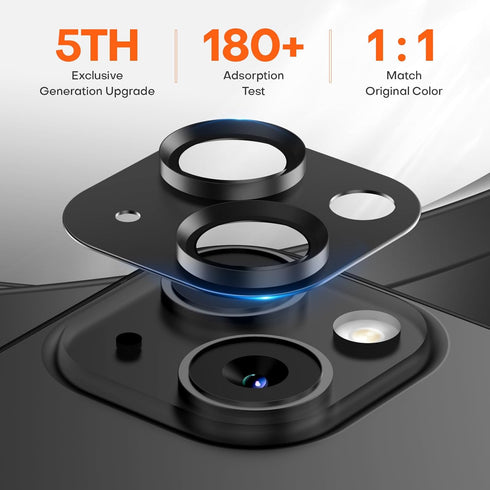 2 Pack Camera Lens Protector for iPhone 15/iPhone 15 Plus/iPhone 14/iPhone 14 Plus, Aluminum Alloy Tempered Glass Camera Cover Screen, Anti-drop, ...