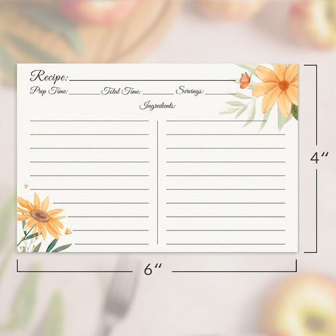Recipe Cards 4x6, Premium Double-Sided Recipe Cards for Wedding, Bridal Shower, Housewarming, Set of 60 (4x6,Daisy)...