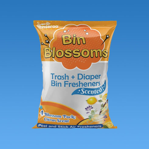 Bin Blossoms: 4-Pack Citrus Fresh Peel & Stick Air Freshener, Trash Can Odor/Smell Neutralizer, Diaper Pail Odor Control, Garbage Bin & Trash Deod...