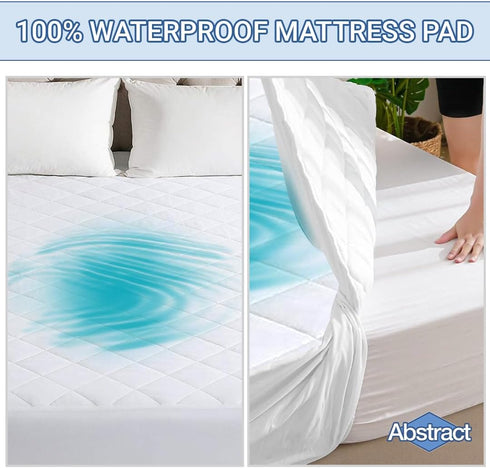 Abstract Waterproof Mini Crib Mattress Protector - Quilted, Fitted Cover for Bassinet - Breathable Crib Mattress Pad - Noiseless- Machine Washable...