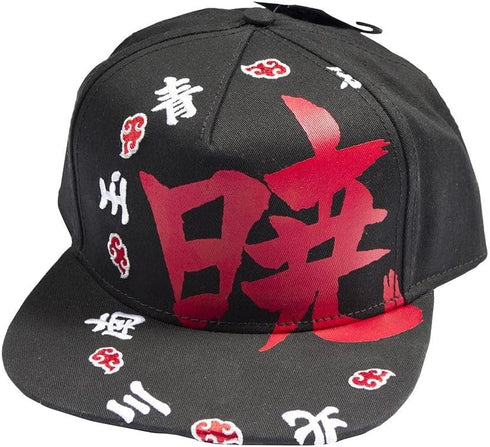 Ripple Junction Naruto Shippuden Adult Unisex Akatsuki Kanji Ring Flat Bill Snapback Hat Black/Red...