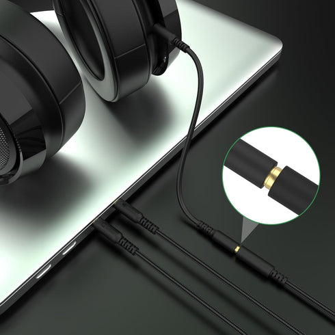 Saipomor 3.5mm Y Splitter AUX Headset Cable PC Audio & MIC Cord Compatible with Razer Kraken X, Razer Electra V2 Pro, Razer BlackShark V2 Pro and ...