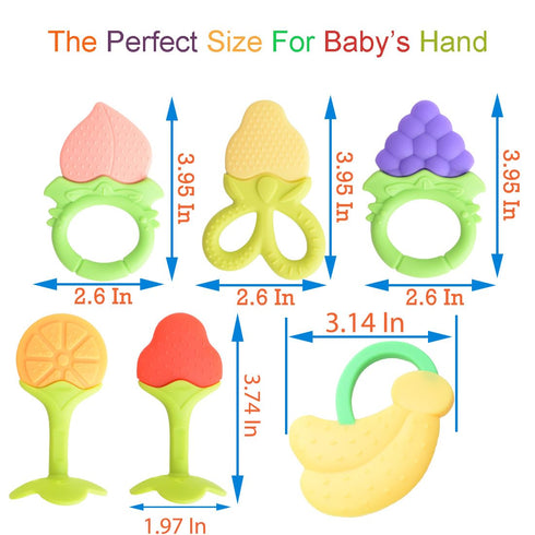 Baby Teething Toys 6 PCS BPA Free Silicone Baby Teethers, Freezer Safe Organic Infant Teething Toys Soft & Textured for Natural Brain Development...