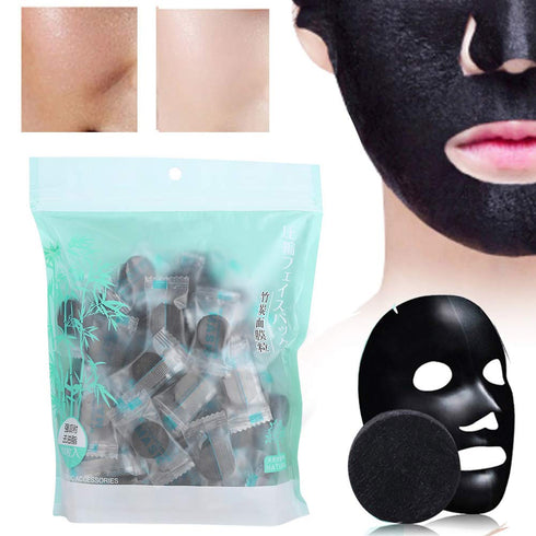 100Pcs/Pack Bamboo Charcoal Compressed Face Mask, Disposable Skin Care DIY Facial Mask Paper, Cotton Skin Care Wrapped Masks...