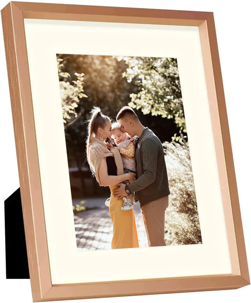 Golden State Art, Rose Gold 8x10 Aluminum Frame for 8 x 10 Picture or 5x7 Photo with Mat - Shatter - Resistant Glass - Wall or Tabletop Display - ...