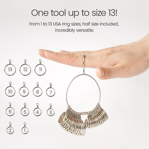 Meowoo Metal Ring Sizer Measuring Tool with Magnifier, Metal Ring Guage for Ring Measurer and Ring Sizer Clear and Intuitive Reading. Plastic Ring...