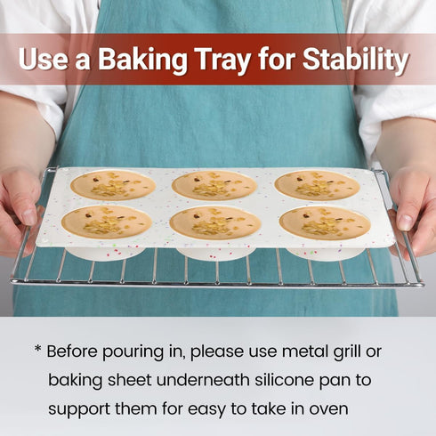 CAKETIME Muffin Top Pan, Silicone Egg Molds for Breakfast Sandwiches 3" Round Egg Baking Pan for Oven English muffins, Whoopie Pies, Corn Bread, E...