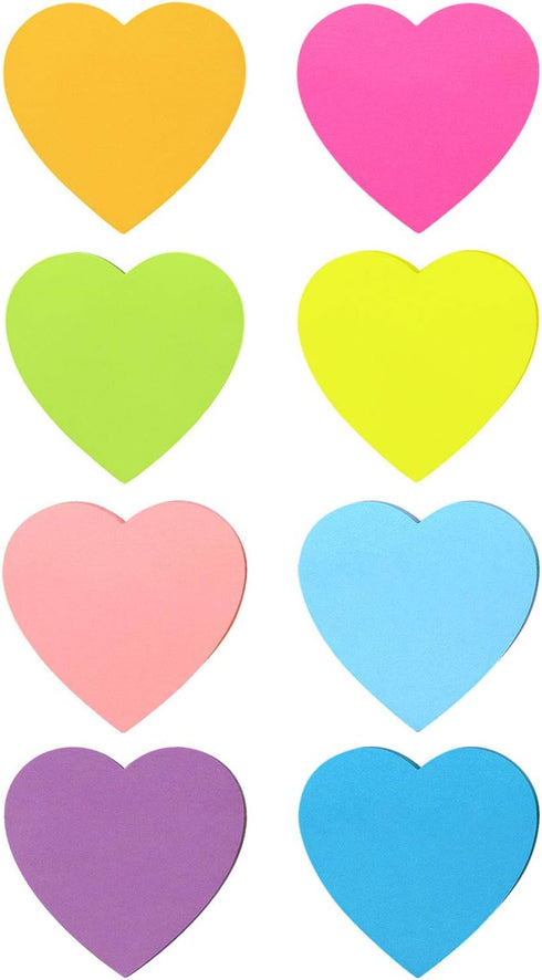 Heart Shape Sticky Notes 8 Color Bright Colorful Sticky Pad 75 Sheets/Pad Self-Sticky Note Pads...