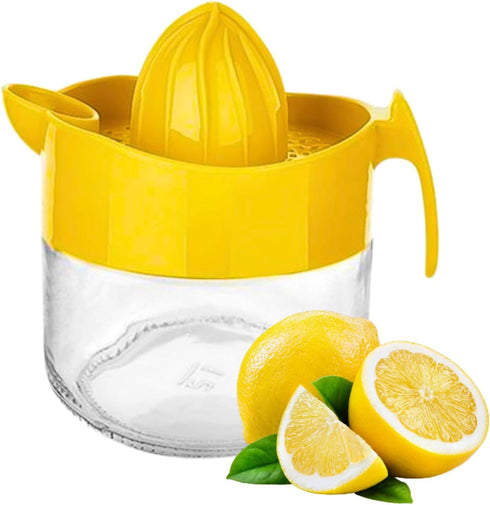 Glass Lemon Juicer, Small Grapefruit and Citrus Juicer, Extractor Manual Hand with Handle and Pour Spout, BPA Free and Lead-Free Heavyweight Cryst...