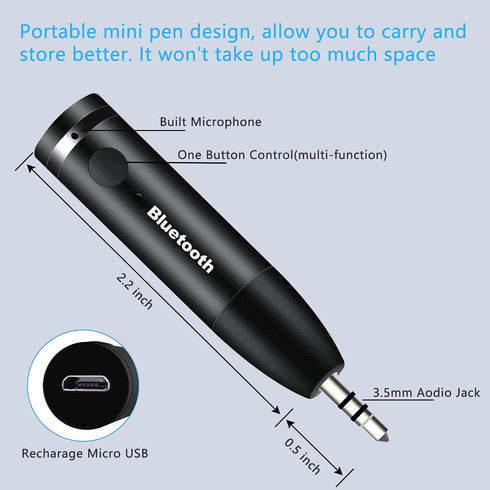 Wireless Bluetooth Aux Adapter, Mini Portable 3.5mm Bluetooth Aux Receiver for Car, Headphones, Home Stereo Music System (Black)...