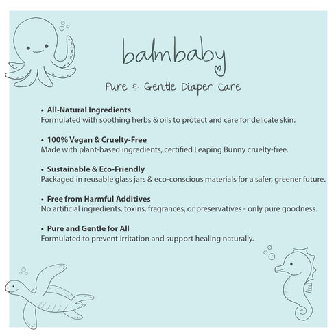Organic Diaper Balm by Balm Baby – Natural Diaper Rash Cream & Multipurpose Baby Skin Ointment with Calendula, Vegan - Soothing, Healing, Moisturi...