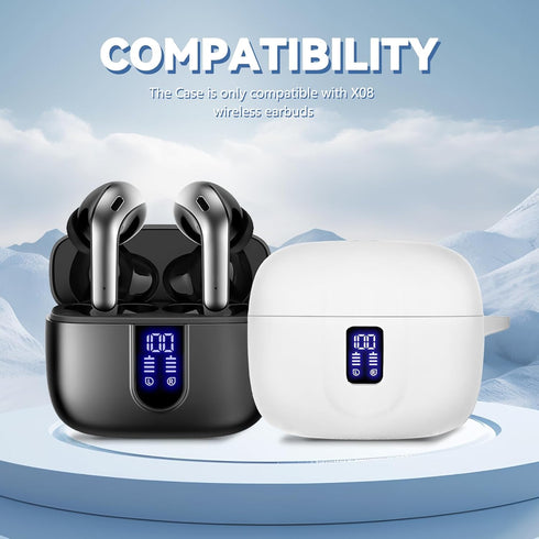 ?with LED Display Window? Case for TAGRY X08 Wireless Headphone, Earbuds Case Cover Compatible with TAGRY X08 Wireless Headphone, Silicone Protect...