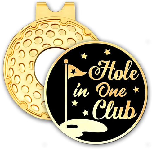 Hole in One Club Black Gold Golf Ball Marker with Hat Clip, Funny Golf Accessories for Men Women, Christmas Father's Day Birthday Gifts for Golf F...