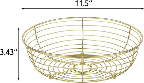 IBWell® Gold Fruit Bowl for Kichen Countertop, Round Wire Fruits Breads Vegetables Snacks Canddy Basket - 11.2"x3.6"(DxH)...