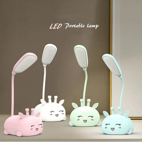 Cute Deer Lamp USB Rechargeable Reading Light,LED Desk Lamp for Kids, Portable LED Table Light, Flexible Gooseneck Eye-Care Cartoons Small Desk La...