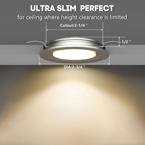 acegoo RV Recessed Ceiling Light 2-3/4” Full Aluminum 12V Dimmable LED Puck Light for Campervan Truck Caravan Boat Roof Under Cabinet Lighting, Fl...