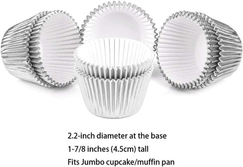 Gifbera Silver Foil Jumbo Cupcake Liners Metallic Muffin Baking Cups, 160-Count...