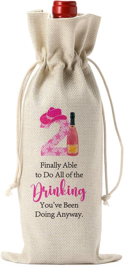 Happy 21st Birthday Party Decorations for Her Him, Cool 21st Birthday Gifts for Her Him Wine Bag, Unique 21 Year Old Birthday Gifts for Her Women,...
