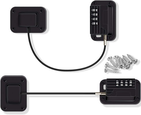 2 Pieces Refrigerator Lock 4 Number Coded Freezer Lock Adhesive Fridge Door Lock Combination Child Safety Locks for Refrigerators Freezers File Cabinets Drawer Refrigerator Door (Black)