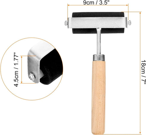 PATIKIL 3.5 Inch Rubber Roller Brayer, Anti Skid Hard Rubber Roller Tools for Wallpaper Art Craft Printing Printmaking Ink Stamping Tape Construct...