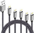 IDISON [MFi Certified iPhone Charger, 5Pack(3/3/6/6/10FT) iPhone Charging Cable Nylon Braided Fast Charging Cord Compatible for iPhones/Pad-BlackG...