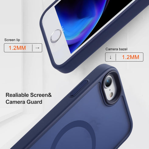 for iPhone SE 2022/iPhone SE 2020/iPhone 8 Magnetic Case, Built in Magnets Compatible with MagSafe, Translucent Matte Hard PC Back Cover for iPhon...