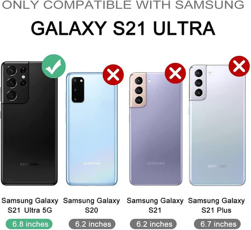 WeLoveCase Galaxy S21 Ultra Wallet Case with Mirror, Card Holder & Shockproof Protection, 6.8" Purple...