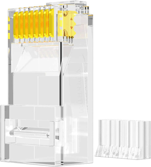 AMPCOM RJ45 Connectors, Standard Modular Plugs, UTP Gold-Plated 2 Pieces Suit CAT6 RJ45 8P8C Crimp End for Ethernet Cable, Support POE/POE+ / POE+...