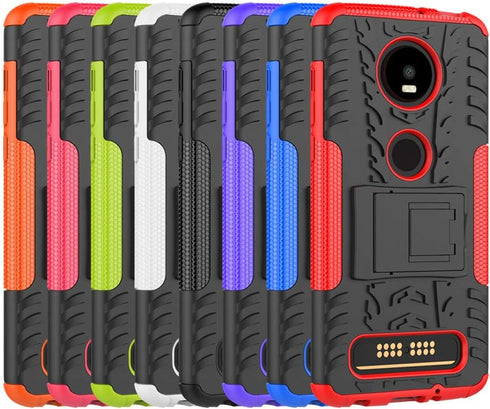 Moto Z4 Phone Case, Moto Z4 Case, Dual Layer Shockproof Slim Protective with Kickstand Hard Phone Cases Cover for Moto Z4 Play (Black)...