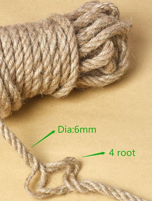 Nature Hemp Rope,1/4inch Heavy Duty Jute Twine for Cat Tree and Tower, DIY Scratcher Scratching Post Replacement, Pad, Crafts Gardening Hammock Ho...