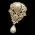 Victorian Vintage Silver Tone Ribbon Floral Scroll Pearl Drop Wedding Brooch Pin Bridal Jewelry...